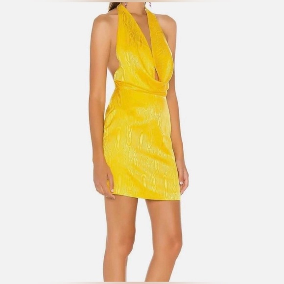 Ronny Kobo Marisa Halter Mini Dress in Lemon Size Medium - Picture 2 of 10